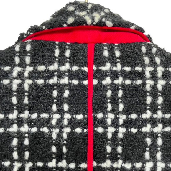 Algo Switzerland Wool Blazer in Black and White Red Accents Velvet Trim  XS - Picture 10 of 15